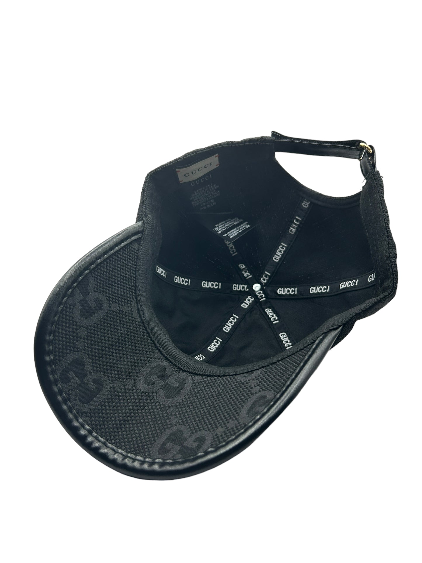 GUCCI CAP - BLACK - MONOGRAM - PU-LEDER - HIGH END