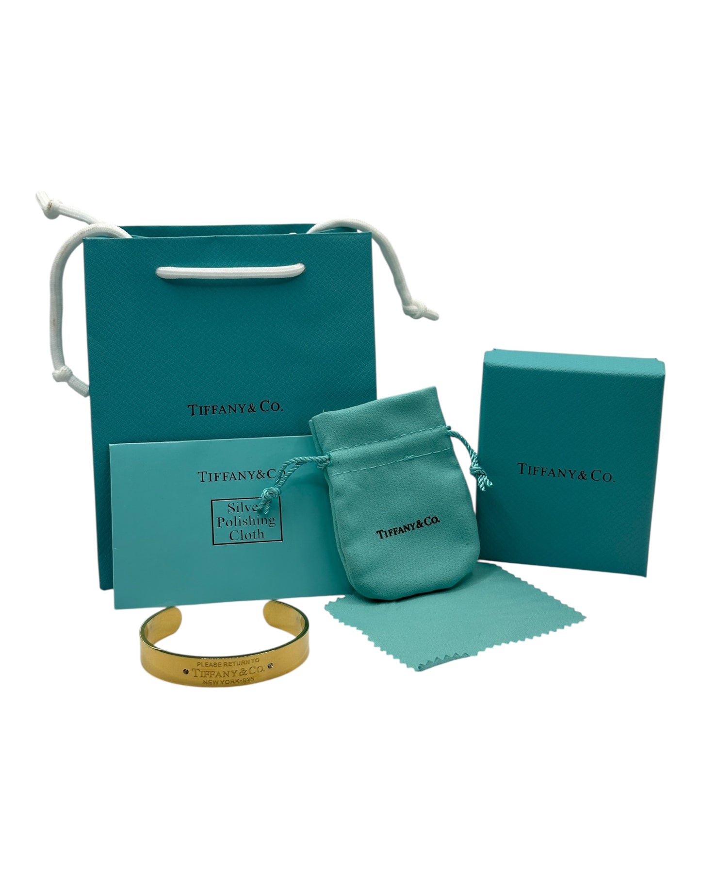 Tiffany & Co. Armspange mit Gravur & Steinen, Gold