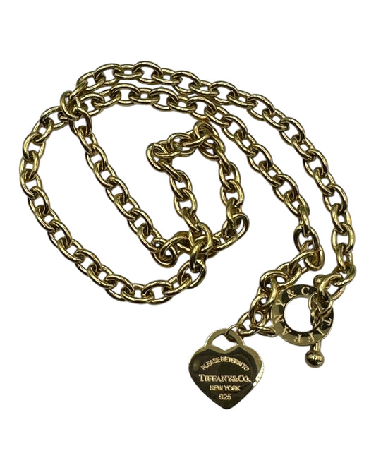 Tiffany & Co. Gold Halskette mit Herz-Anhänger und Knebelverschluss