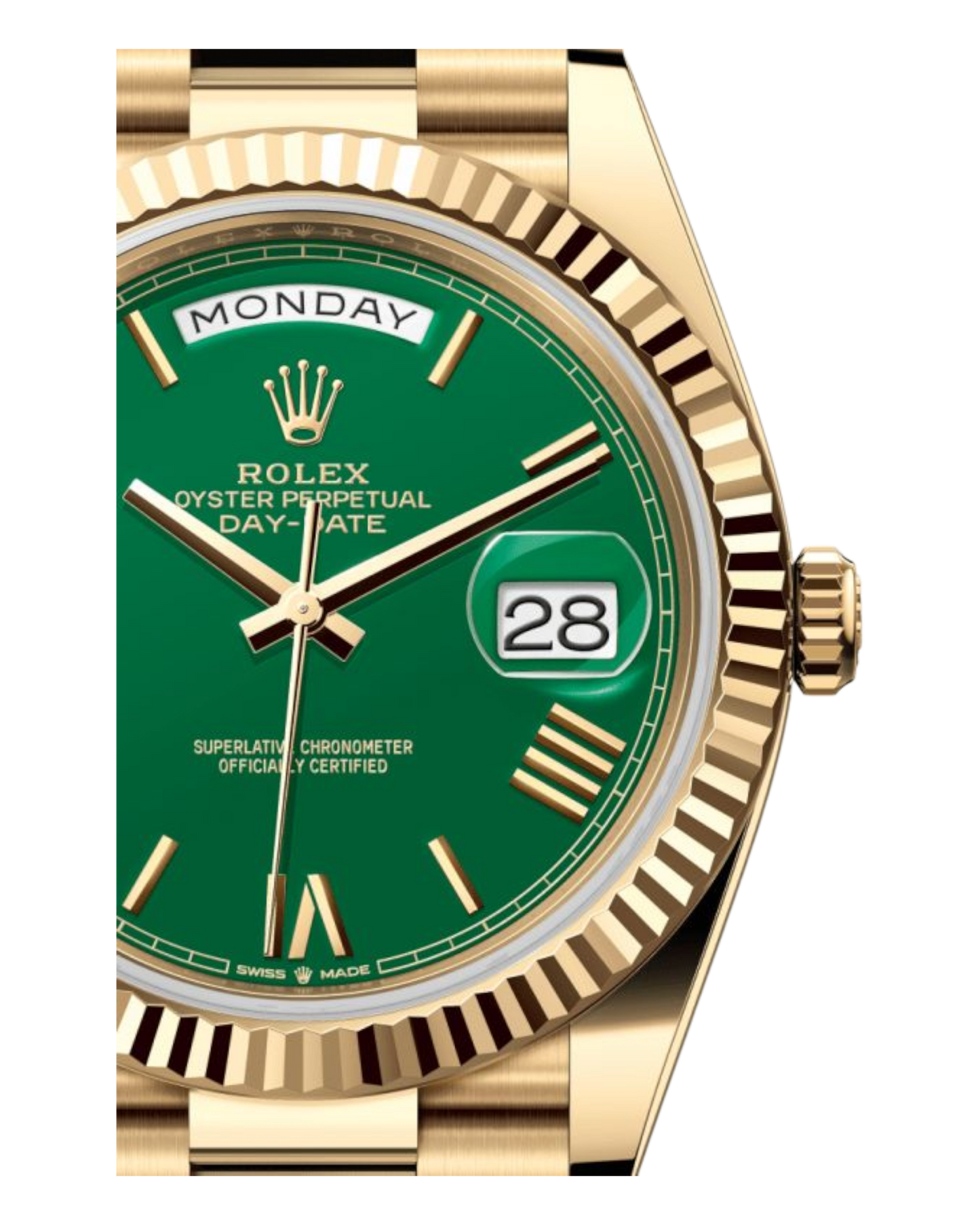 Rolex Day-Date Green Dial with Roman Numerals, 40mm Yellow Gold President - U1 FACTORY - AUTOMATIK
