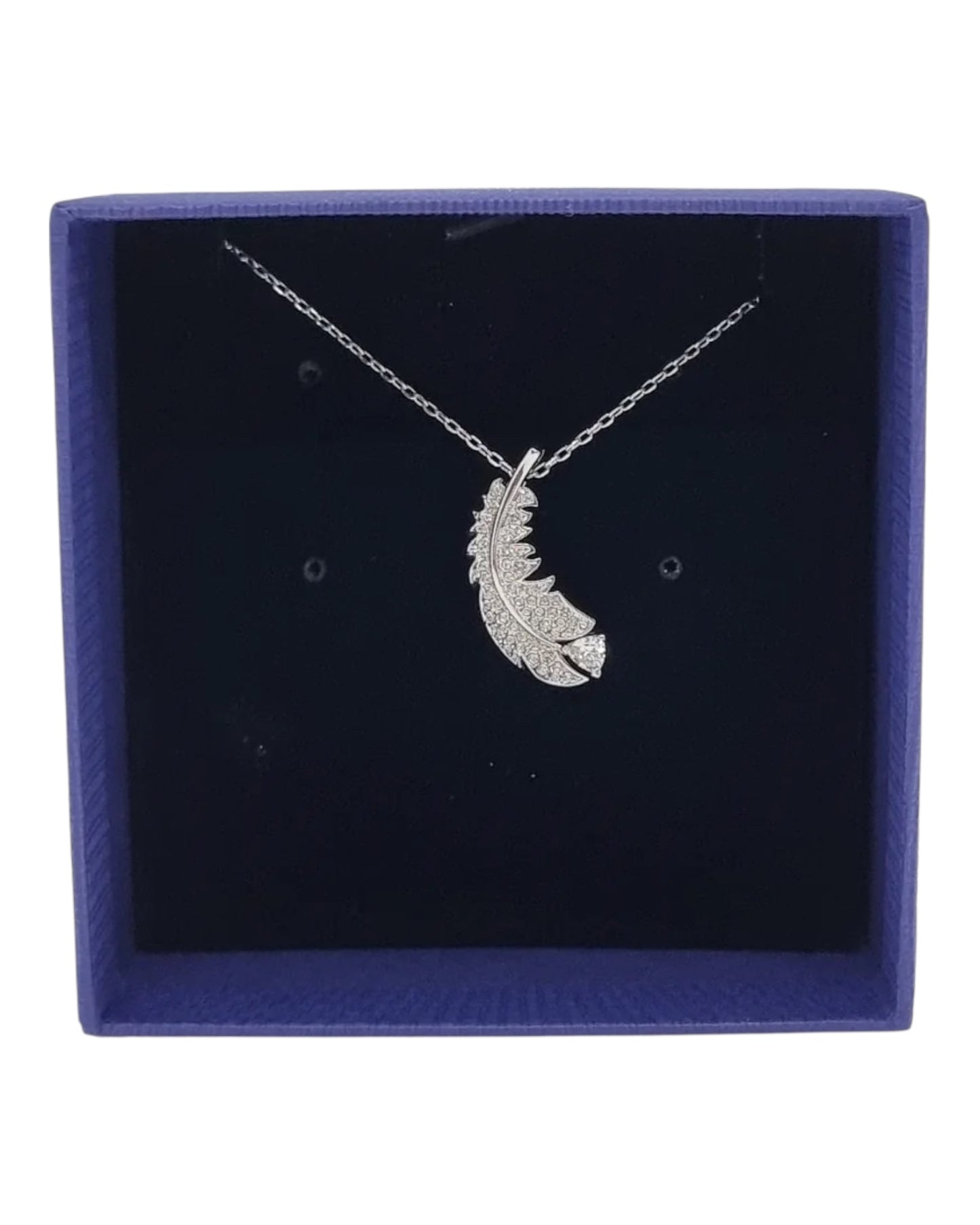 Swarovski Anhänger Feder mit Kristallen Silber
