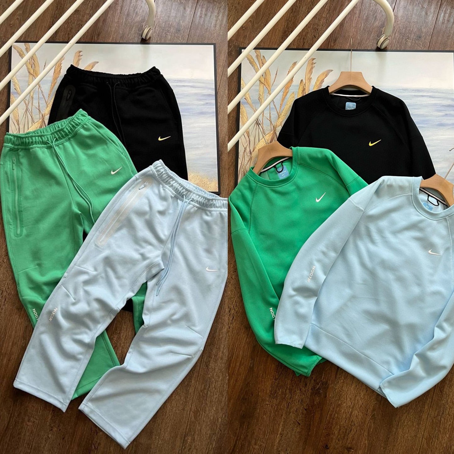 Set Nike x NOCTA Tech Fleece Kapuzen/pullover und Jogginghose - Hellblau , Grün , Schwarz
