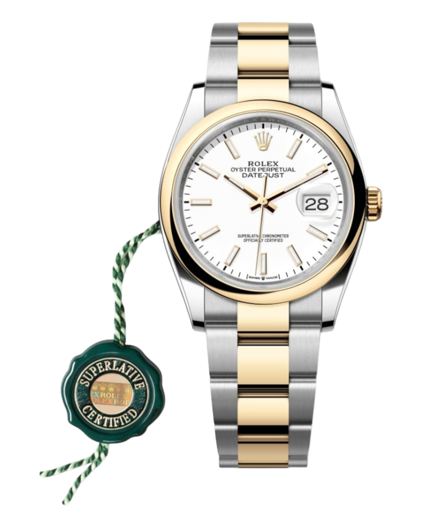 Rolex Datejust White Dial, Smooth Bezel, 36mm Two-Tone Oyster - U1 FACTORY - AUTOMATIK