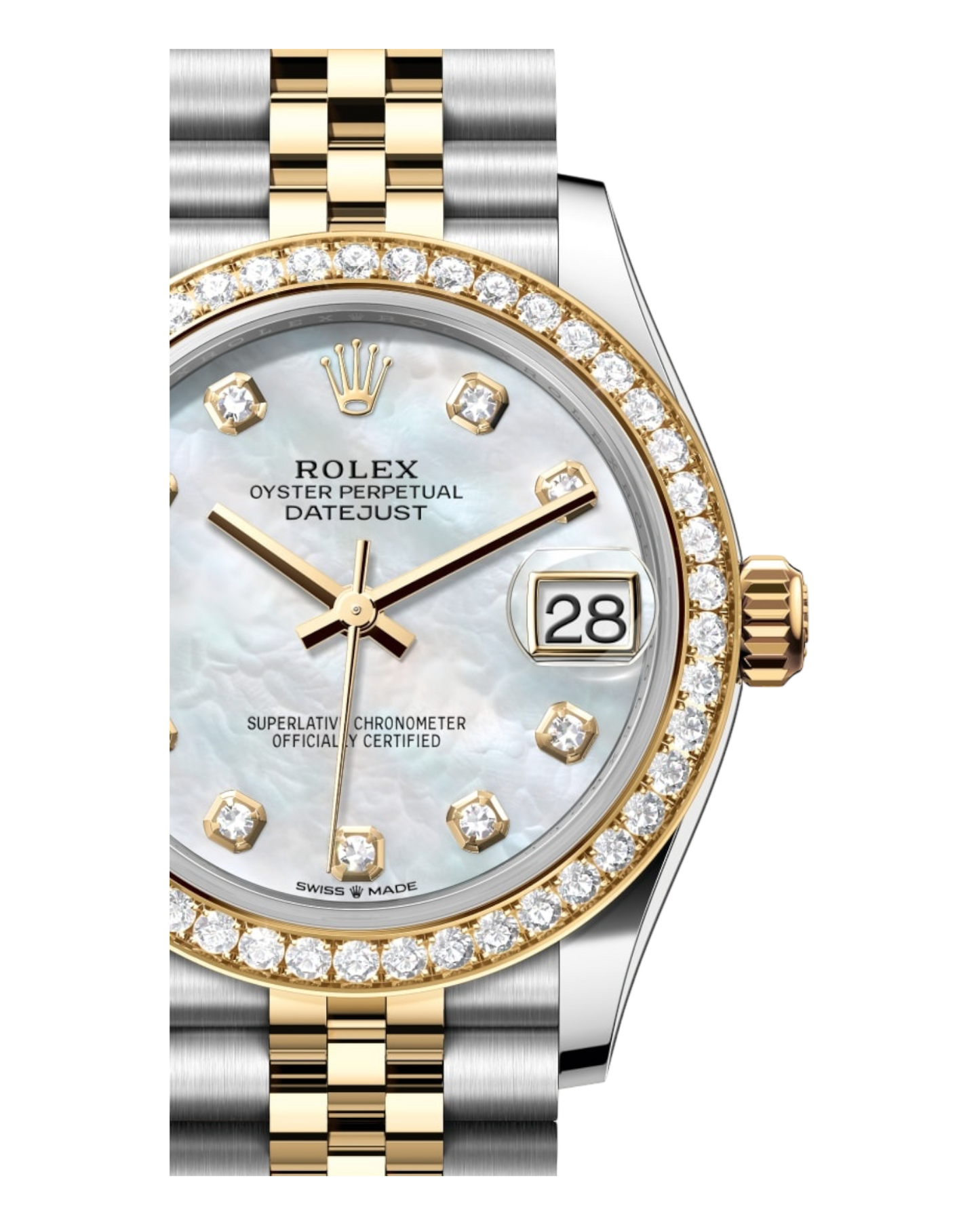 Rolex Datejust White Dial with Diamond Markers, 31mm Bicolor - Jubilee - U1 FACTORY - AUTOMATIK