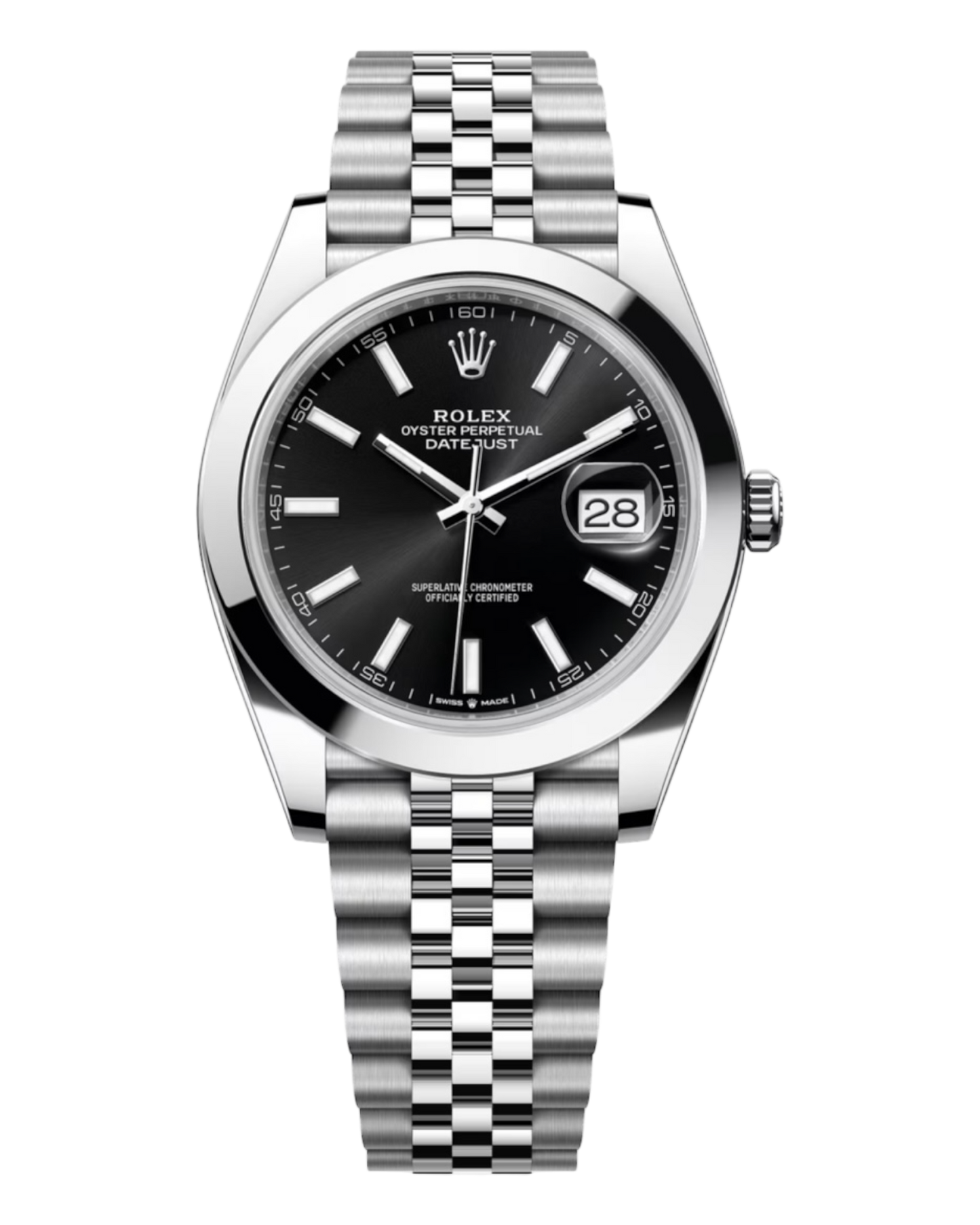 Rolex Datejust 41mm Black Dial, flat bezel - U1 FACTORY - AUTOMATIK - Jubilee