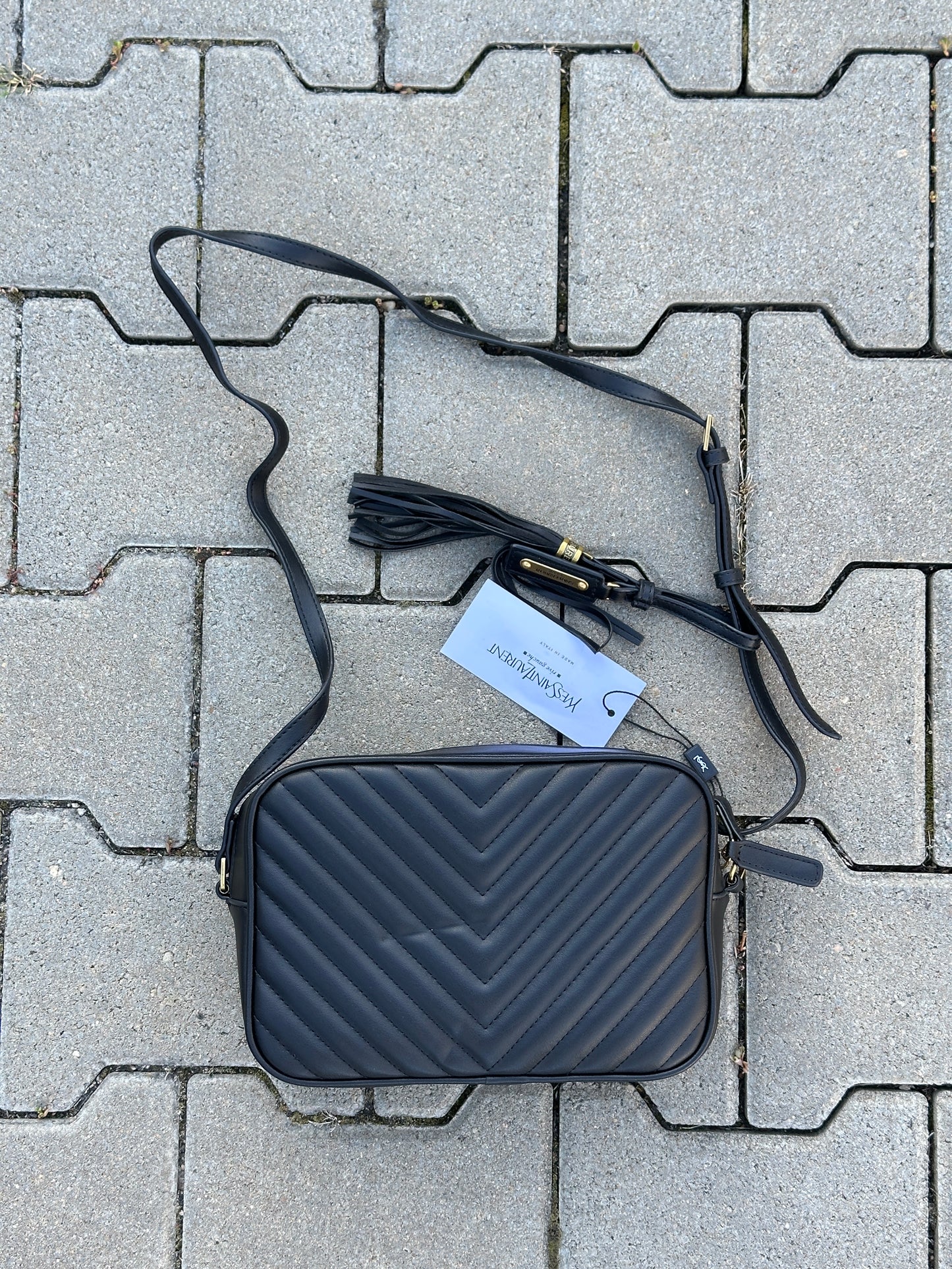 YSL CROSSBODY BAG IN SCHWARZ MIT GOLDFARBENEN LOGO | 1:1 REPLICA