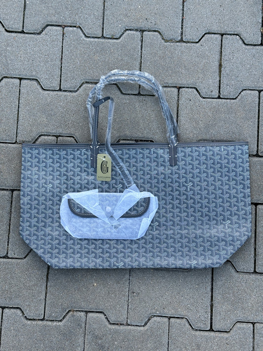 GOYARD TOTE BAG IN GRAU – 1:1 REPLICA AUS FEINEM PU LEDER MIT MINI POCHETTE