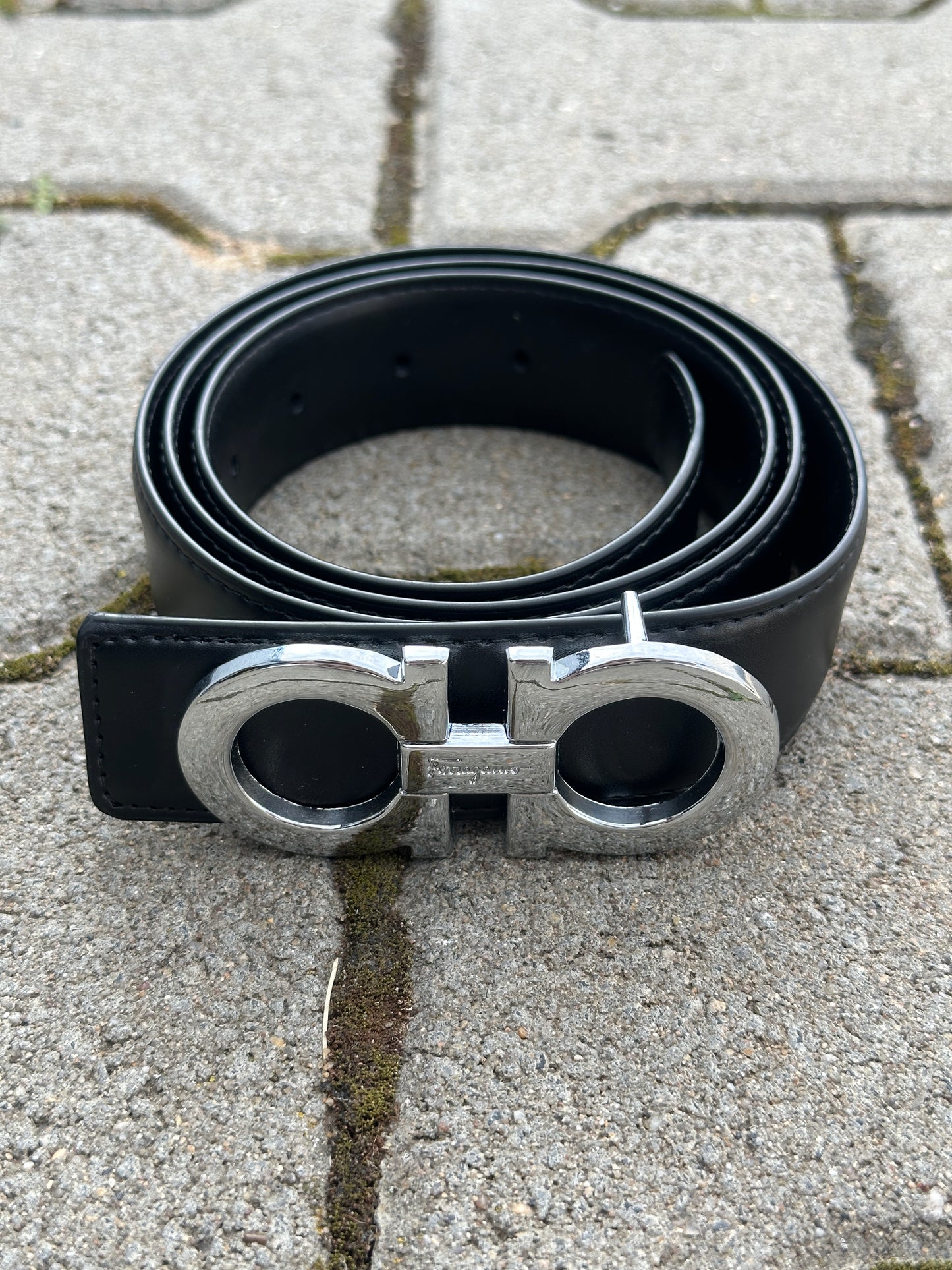 SALVATORE FERRAGAMO LEDERGÜRTEL MIT SILBER SCHNALLE | 1:1 REPLICA | PU LEDER
