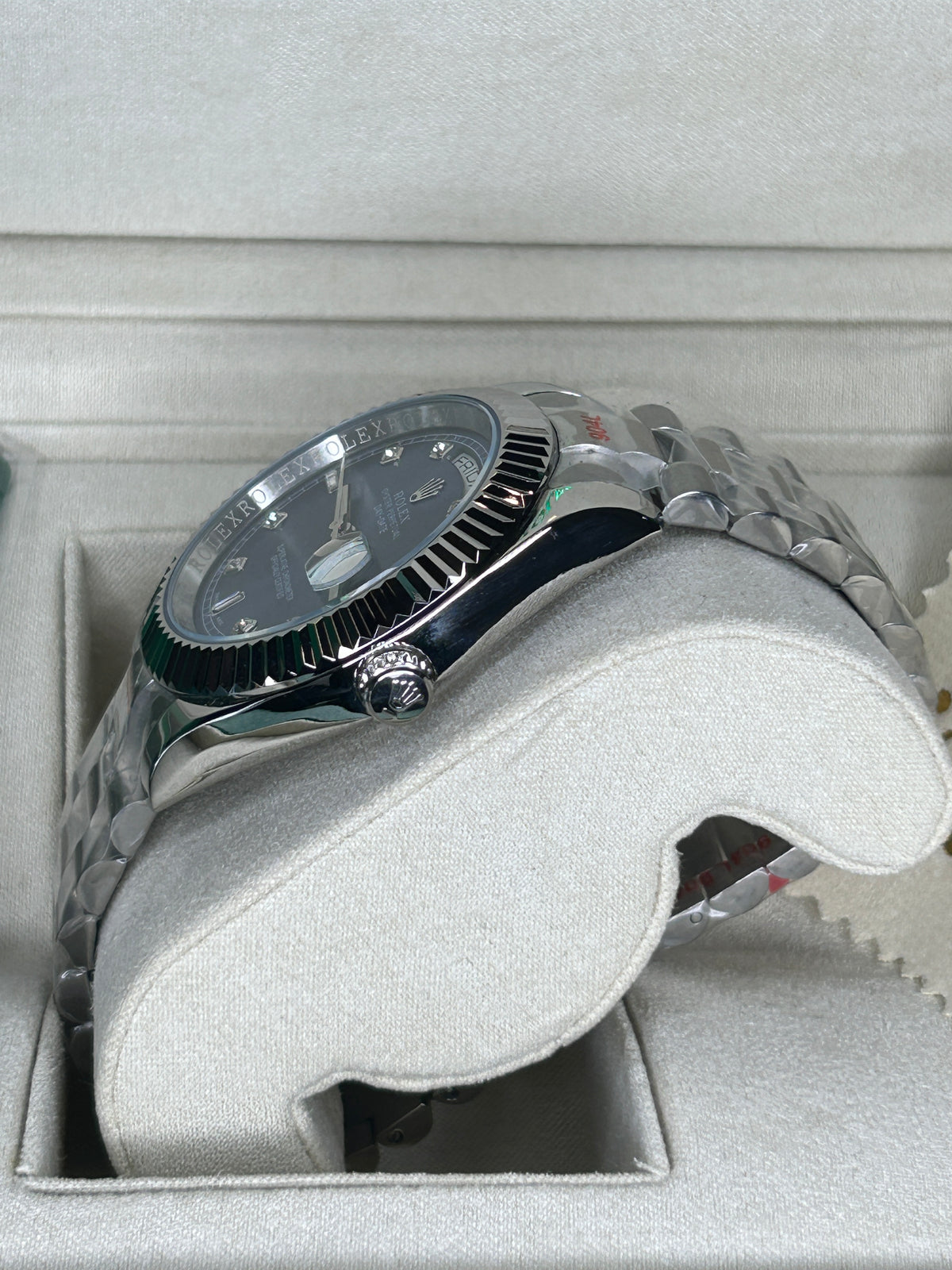 ROLEX DAY-DATE BLUE DIAL WITH DIAMONDS STEEL