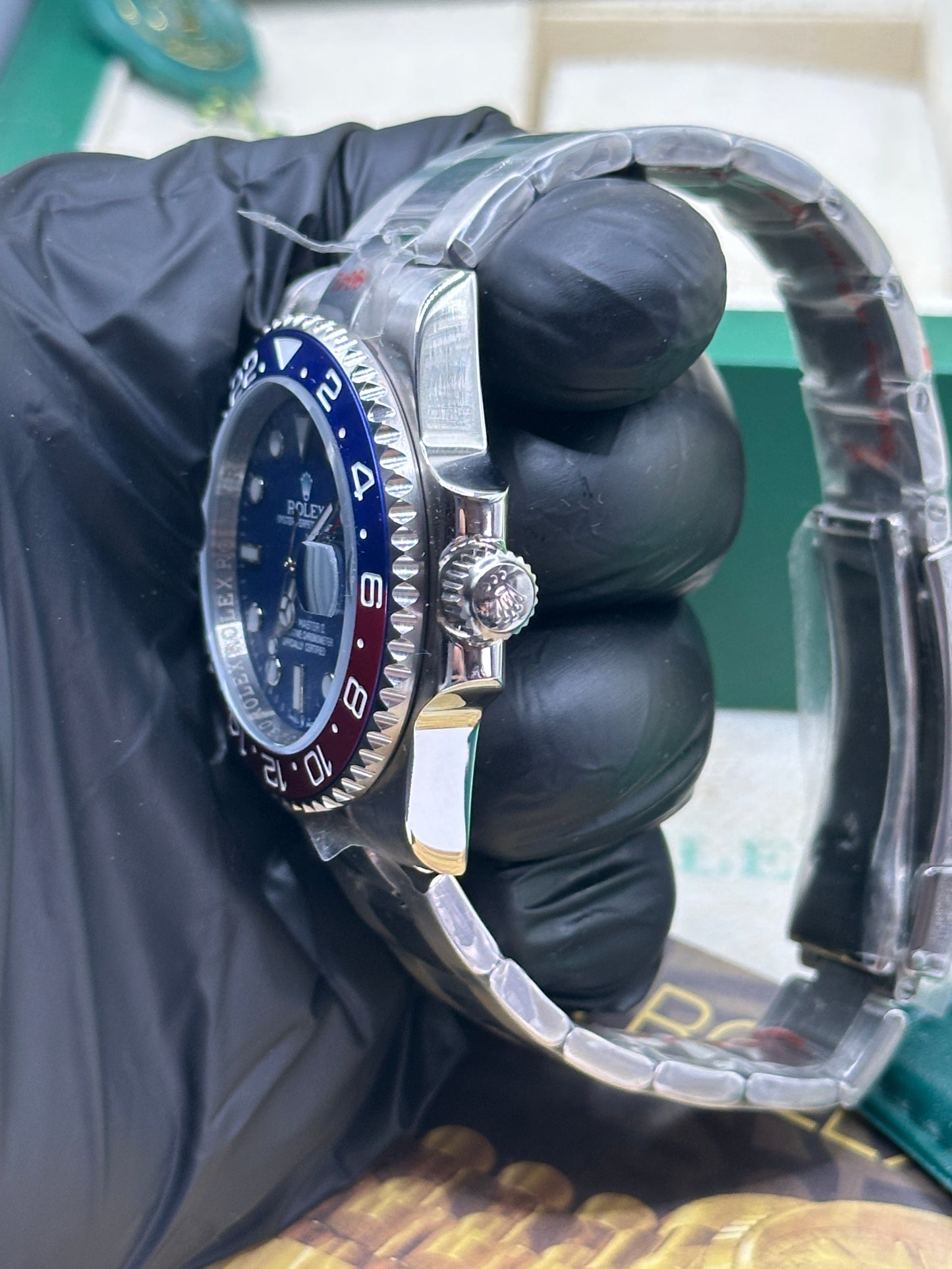 U1 Factory Rolex GMT-Master II "Pepsi", 40mm Stahl, blaues Zifferblatt, rot-blaue Keramik-Lünette - Automatik