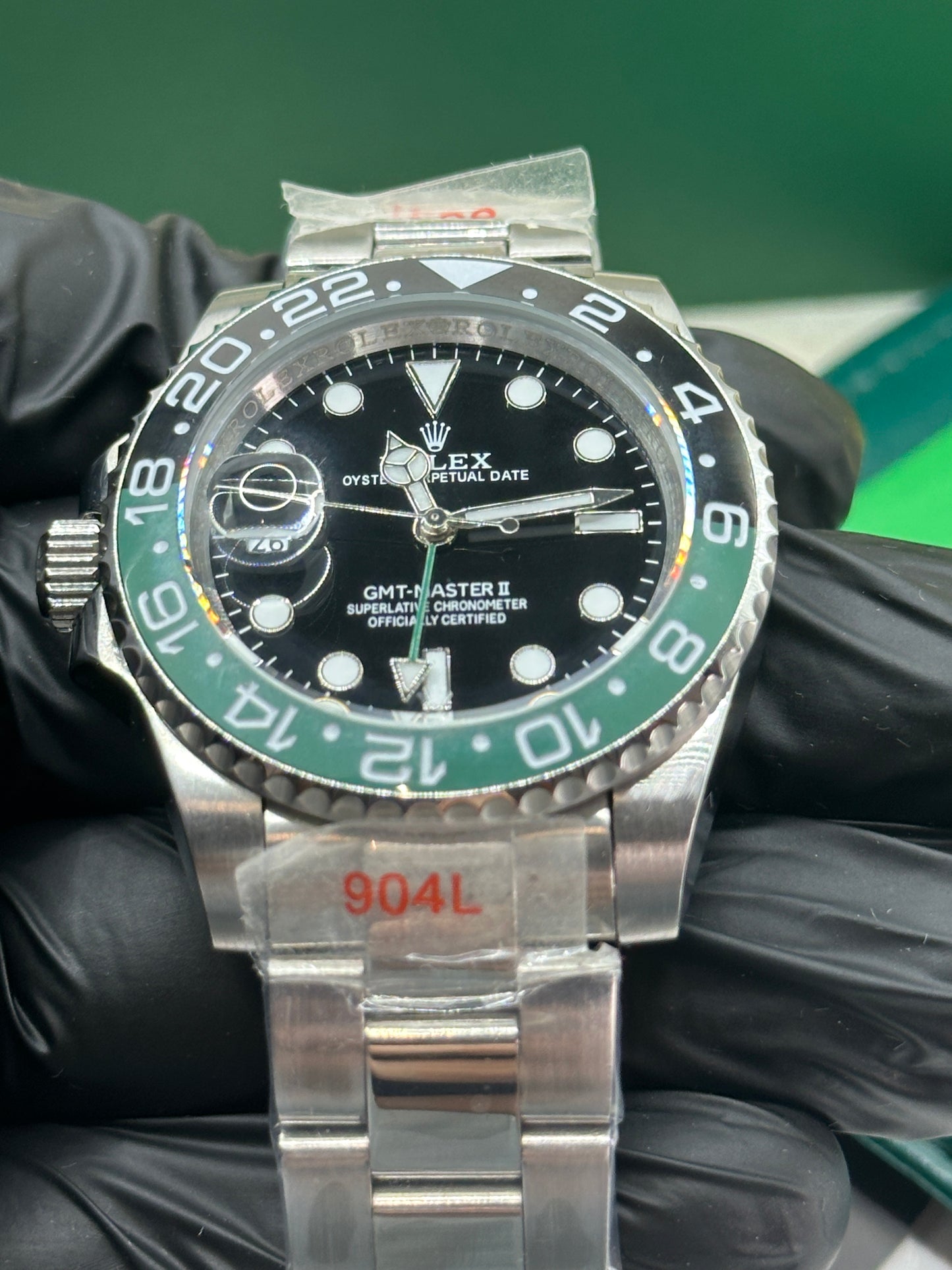 U1 Factory Rolex GMT-Master II "Sprite", 40mm Stahl, schwarzes Zifferblatt, schwarz-grüne Keramik-Lünette - Automatik