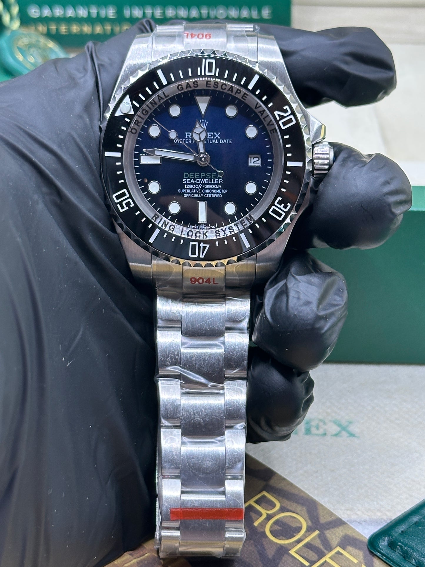 U1 Factory Rolex Deepsea Sea-Dweller, 44mm Stahl, schwarzes Zifferblatt, schwarze Keramik-Lünette - Automatik