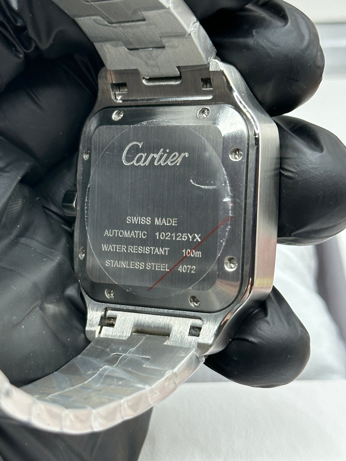 Cartier Santos, 40mm Stahl, weißes Zifferblatt mit römischen Ziffern - Automatik + Box & Papiere