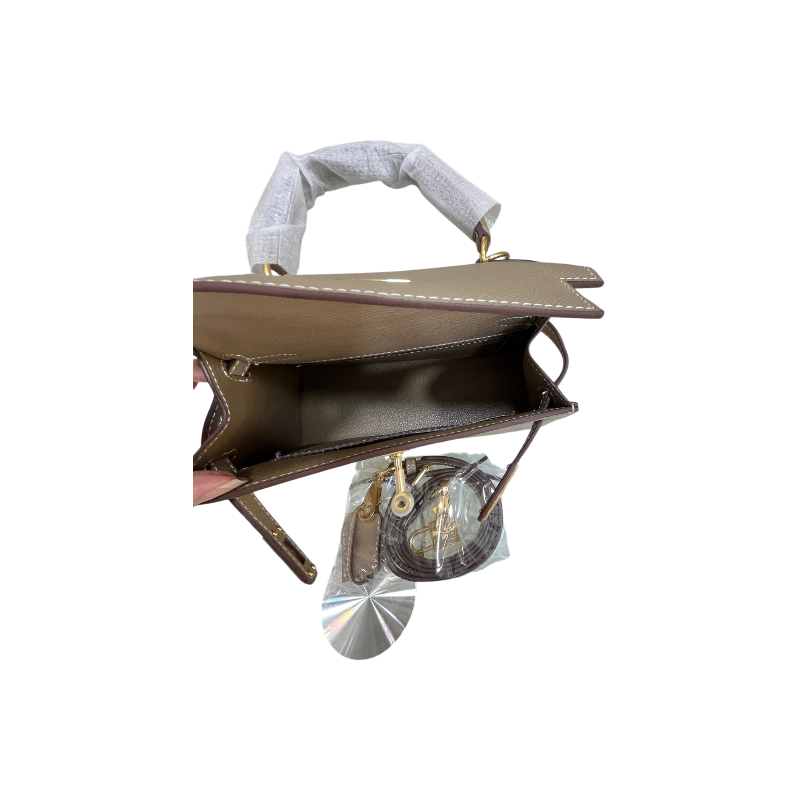 HERMÈS GRIS ETAIN MINI KELLY SELLIER 20 EPSOM GOLD/SILVER HARDWARE- 1:1 HIGH END