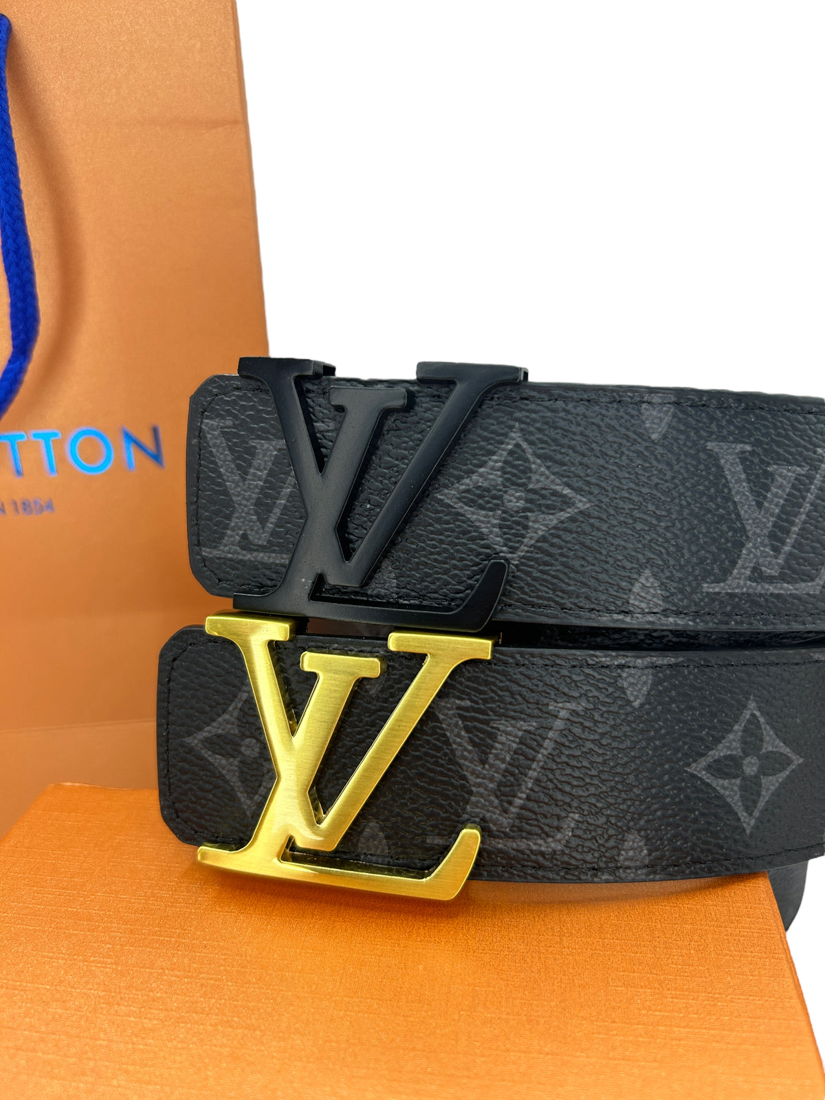 LOUIS VUITTON GÜRTEL - LV MONOGRAM - GOLD GREY - FULLSET - HIGH END QUALITY