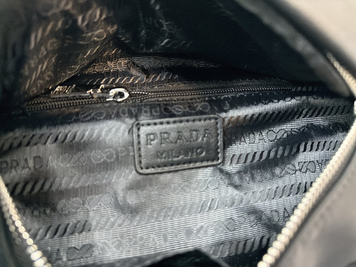 PRADA NYLON AND SAFFIANO LEATHER BELT BAG – SILVER / GOLD LOGO – FULL SET – 1:1 HIGH END