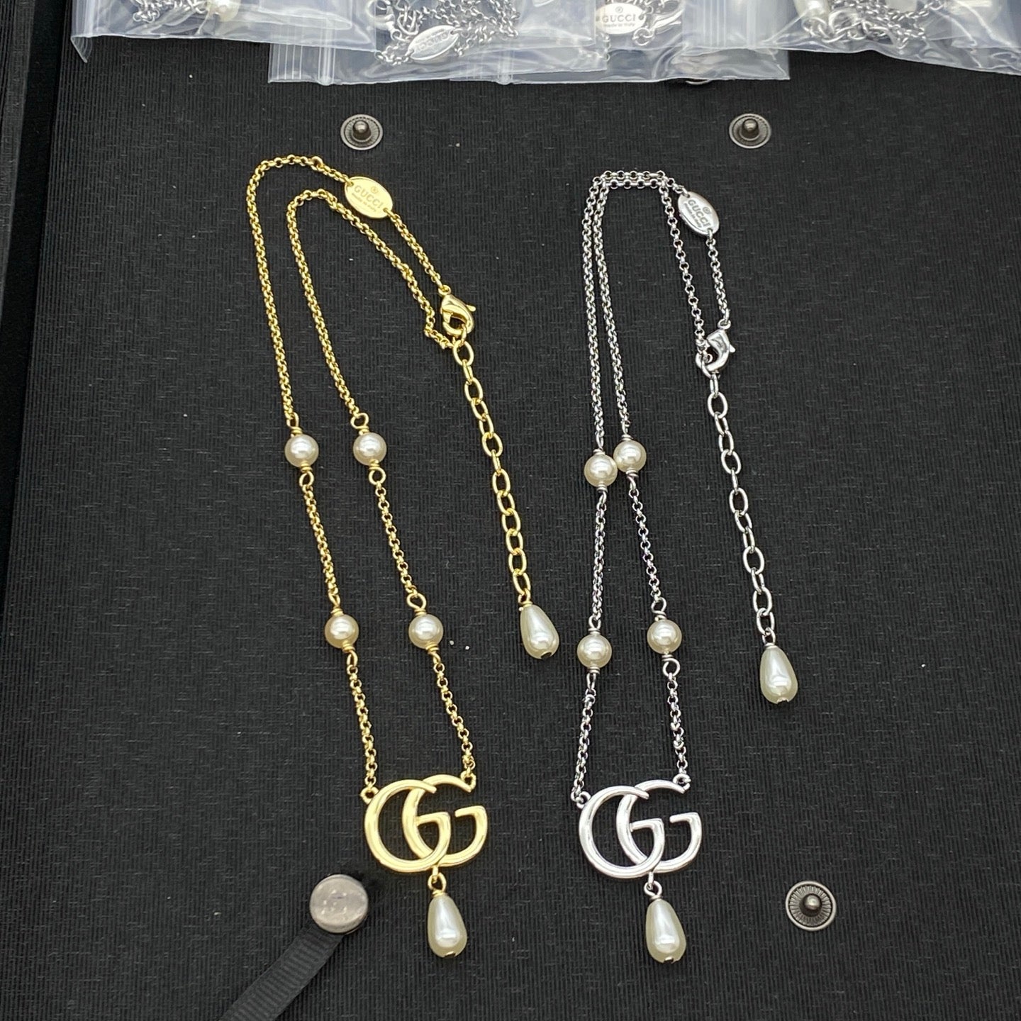 GUCCI DOUBLE G PEARL NECKLACE – FULL SET – 1:1 HIGH END