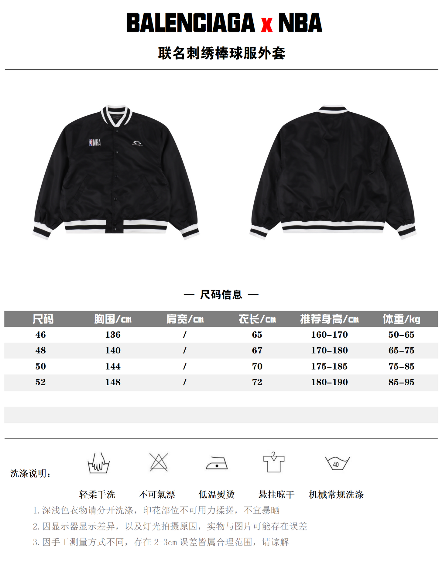 BALENCIAGA x NBA BOMBER JACKET – Black Edition – 1:1 HIGH END
