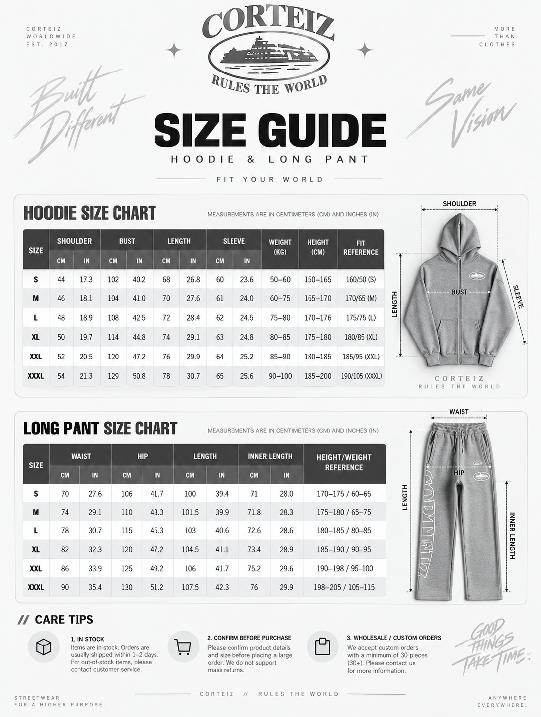 CORTEIZ-STYLE HOODIE & LONG PANTS SET – 5 COLORS – HIGH QUALITY 1:1