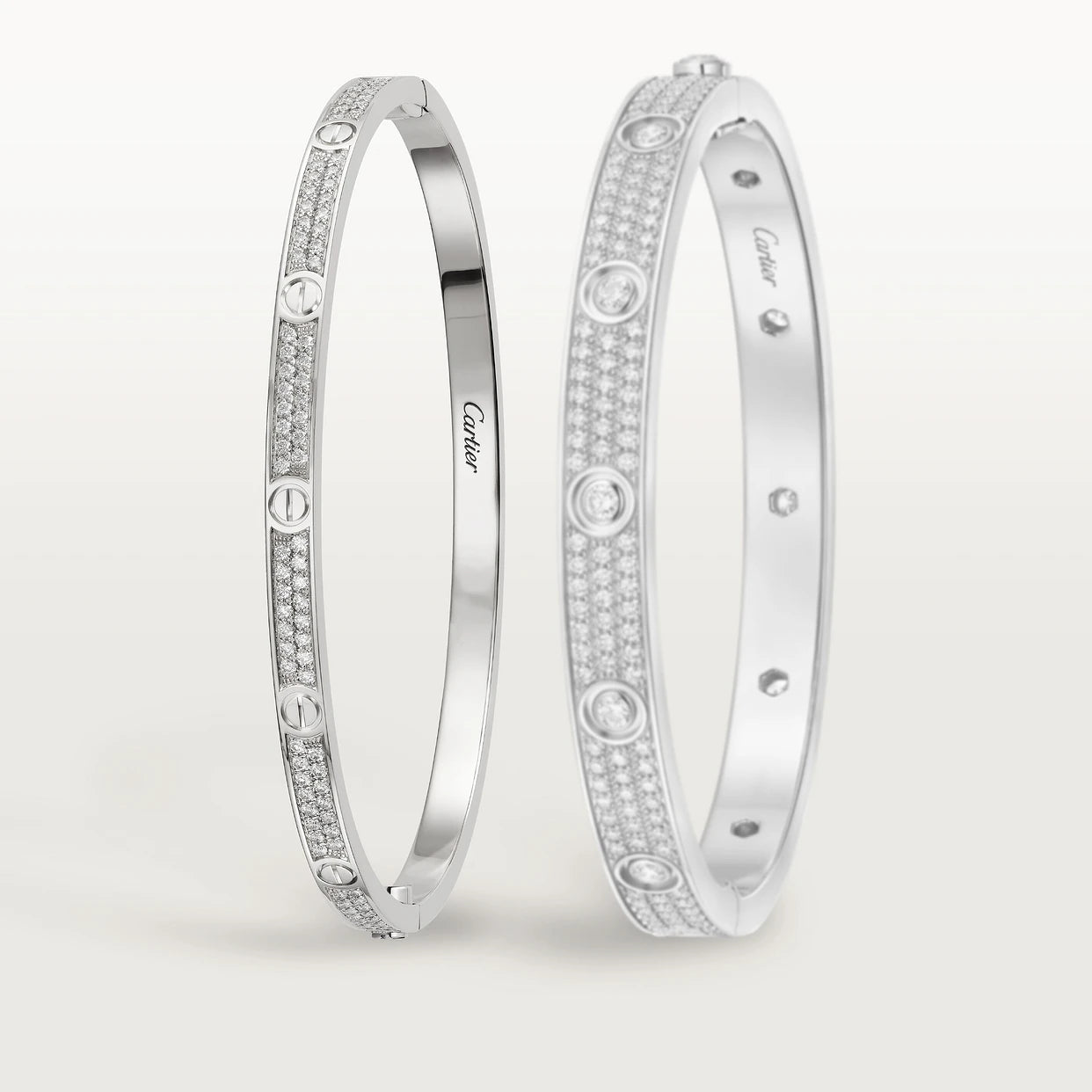 CARTIER LOVE ARMBAND SCHMAL - ICED OUT SILBER / WEIßGOLD - UNISEX - FULLSET