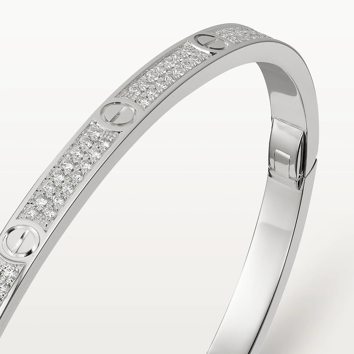CARTIER LOVE ARMBAND SCHMAL - ICED OUT SILBER / WEIßGOLD - UNISEX - FULLSET