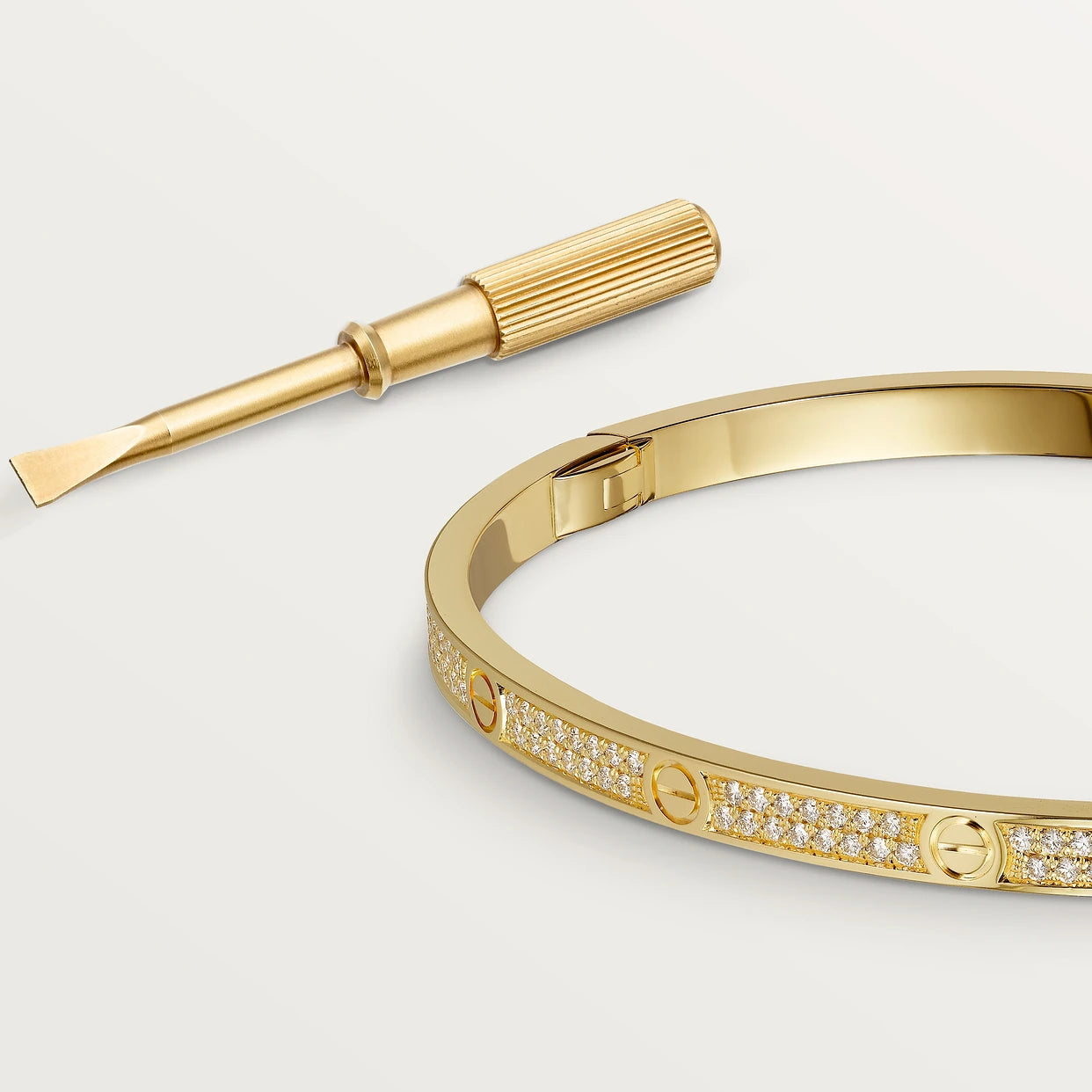 CARTIER LOVE ARMBAND SCHMAL - ICED OUT GOLD - UNISEX - FULLSET