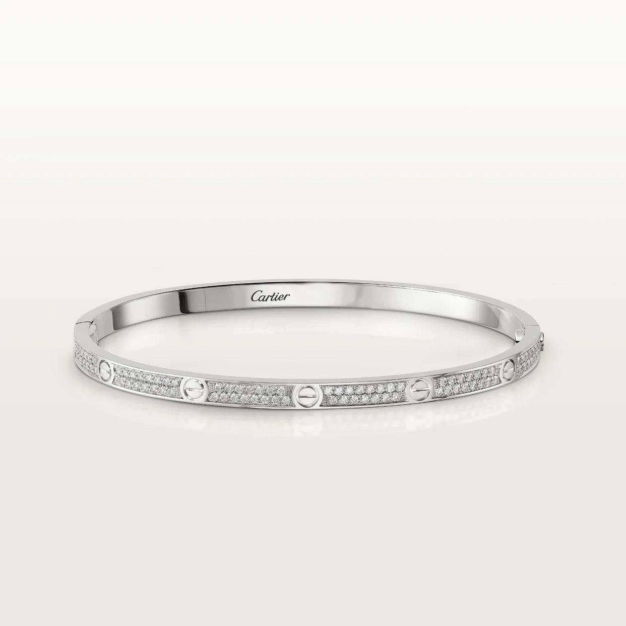 CARTIER LOVE ARMBAND SCHMAL - ICED OUT SILBER / WEIßGOLD - UNISEX - FULLSET