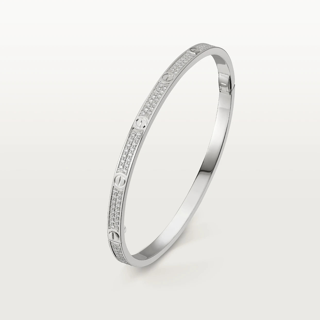 CARTIER LOVE ARMBAND SCHMAL - ICED OUT SILBER / WEIßGOLD - UNISEX - FULLSET