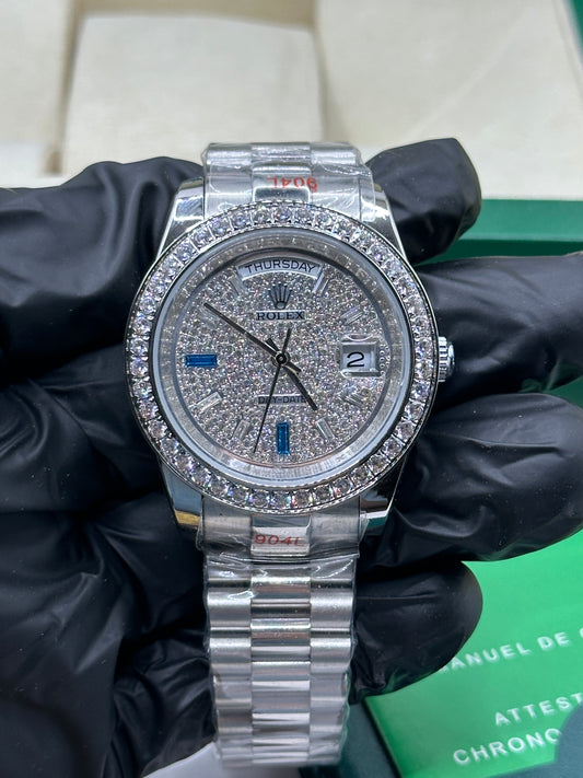 Rolex Day-Date Full Diamond Dial and Bezel, 40mm White Gold President - U1 FACTORY - AUTOMATIK