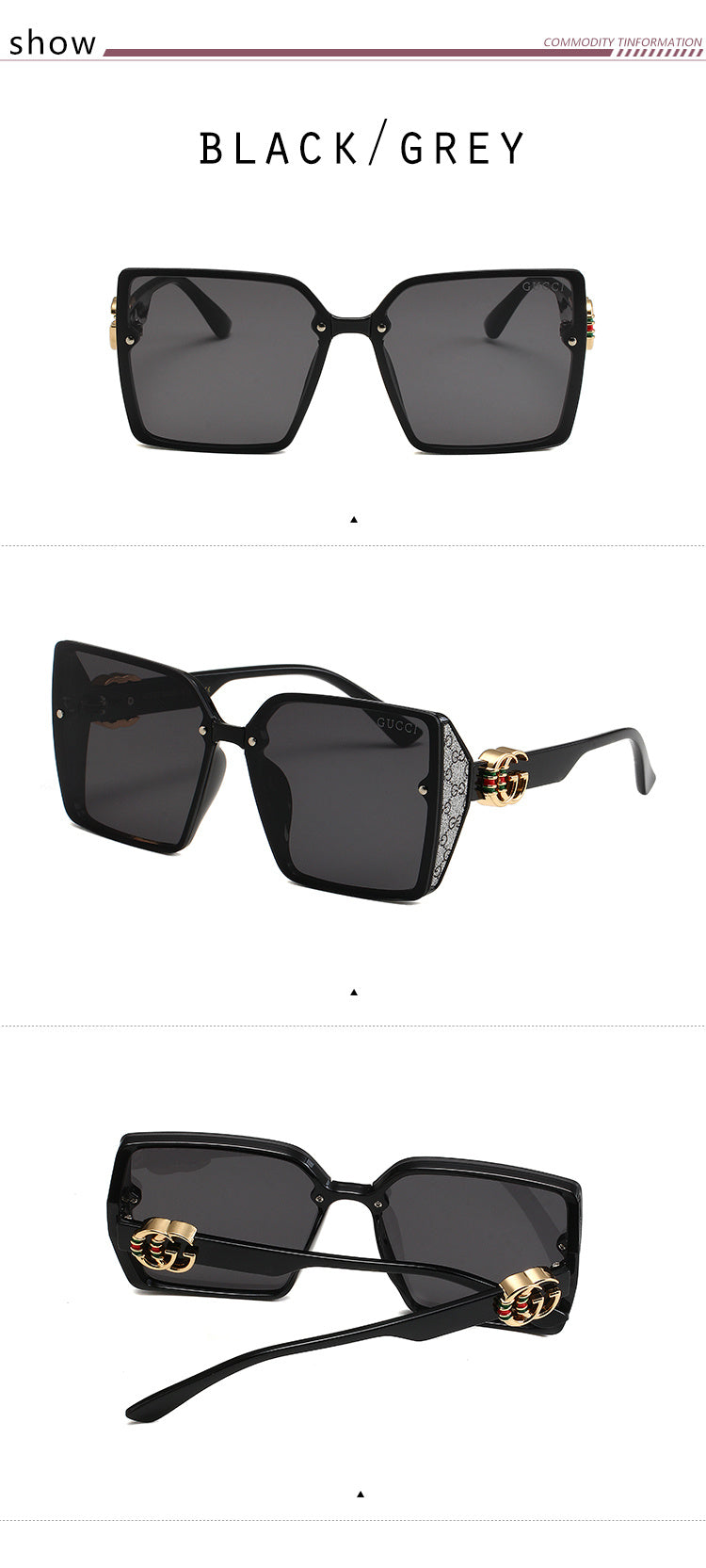 GUCCI OVERSIZED GEOMETRIC SUNGLASSES – FULL SET – 1:1 HIGH END
