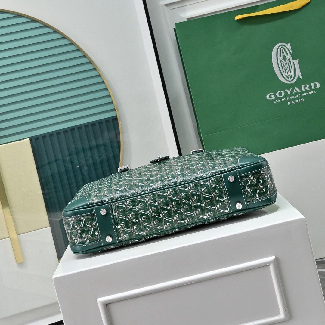 Sac Goyard - vert - Porte-documents haut de gamme style Ambassadeur - Toile à chevrons
 | 7A SUPER | QUALITÉ ORIGINALE | ENSEMBLE COMPLET