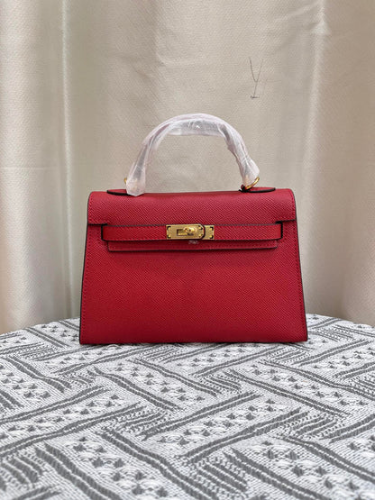 HERMÈS GRIS ETAIN MINI KELLY SELLIER 20 EPSOM GOLD/SILVER HARDWARE- 1:1 HIGH END