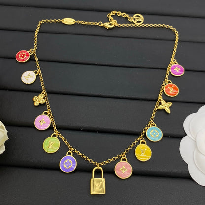 LOUIS VUITTON MONOGRAM ENAMEL CHARMS NECKLACE – Full Set - 1:1 HIGH END