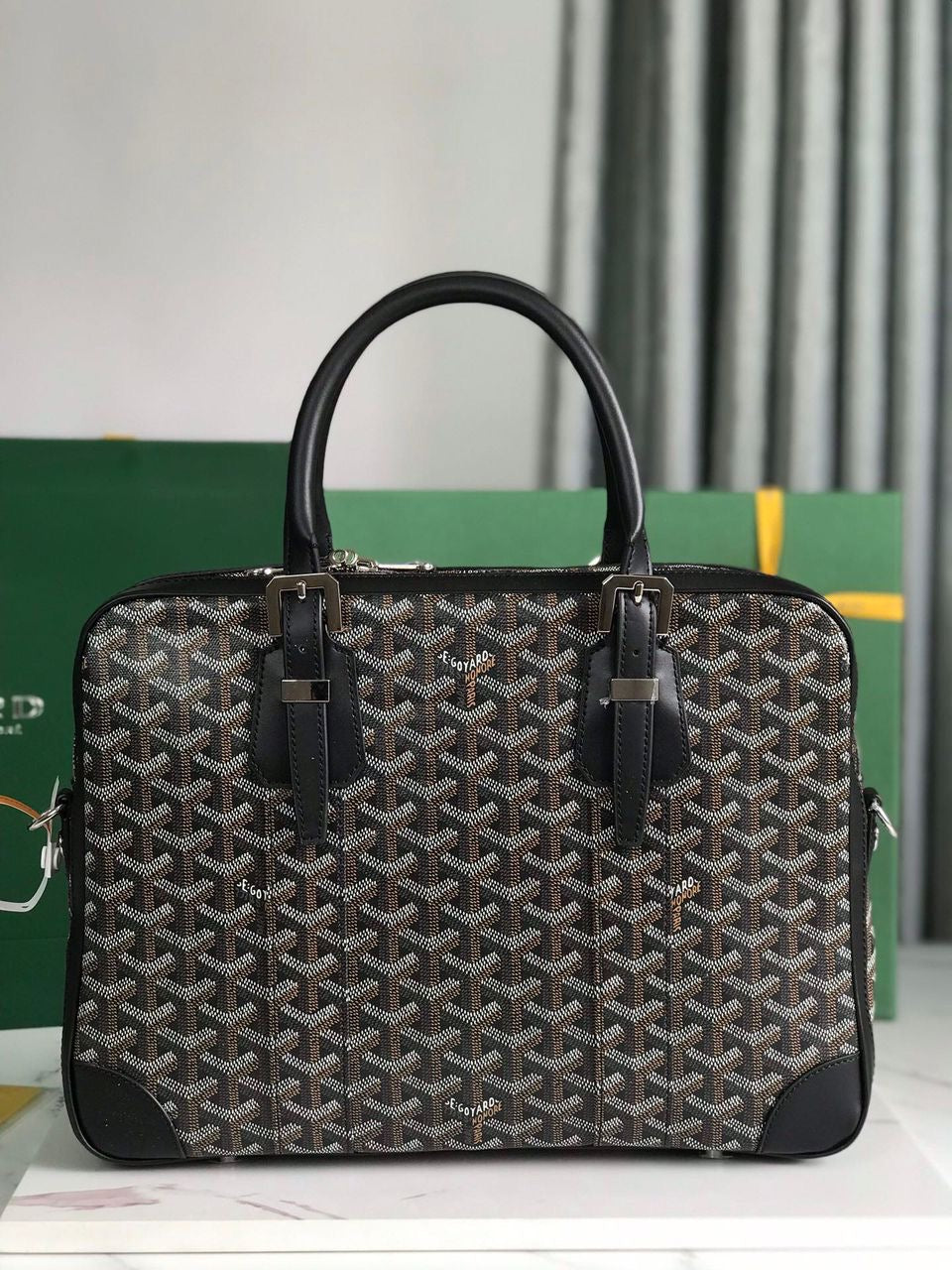 Sac Goyard - noir - Porte-documents haut de gamme style Ambassadeur - Toile à chevrons
 | 7A SUPER | QUALITÉ ORIGINALE | ENSEMBLE COMPLET