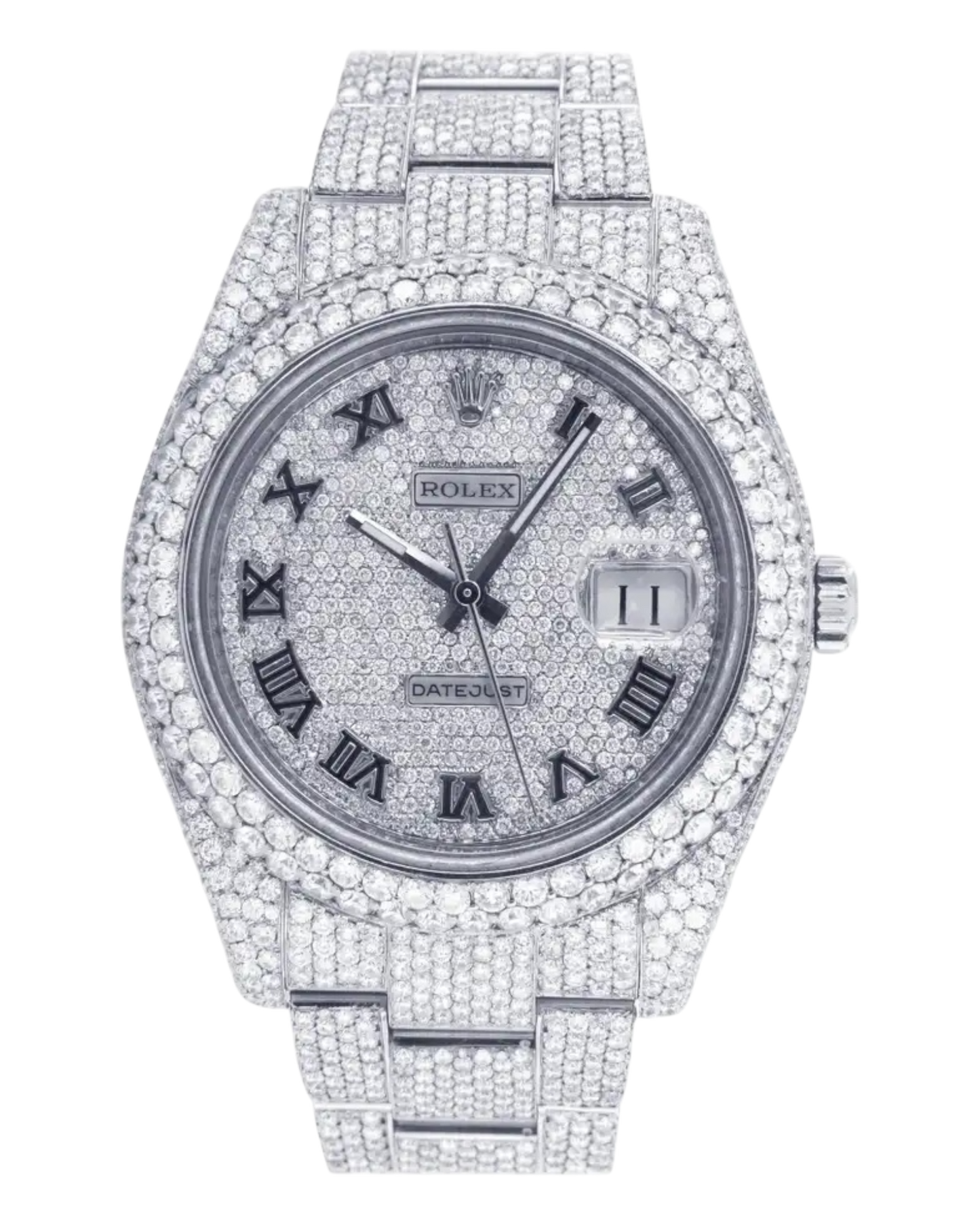 Rolex Datejust 41 Iced Out 126300 Superclone 1:1 with genuine moissanite diamonds and Roman numerals