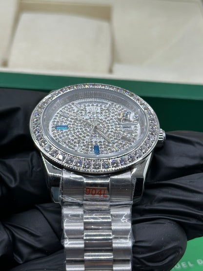 Rolex Day-Date Full Diamond Dial and Bezel, 40mm White Gold President - U1 FACTORY - AUTOMATIK