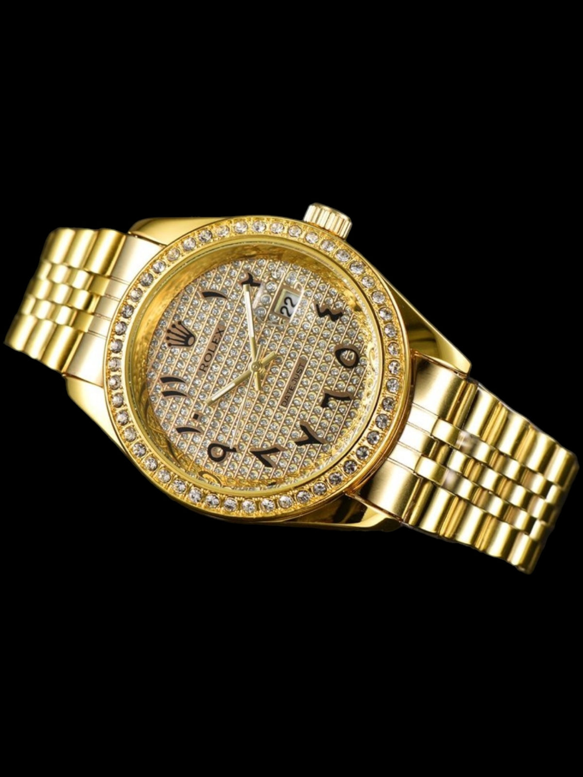 ROLEX DATE JUST ICED OUT | QUARZ WERK | GOLD / SILBER