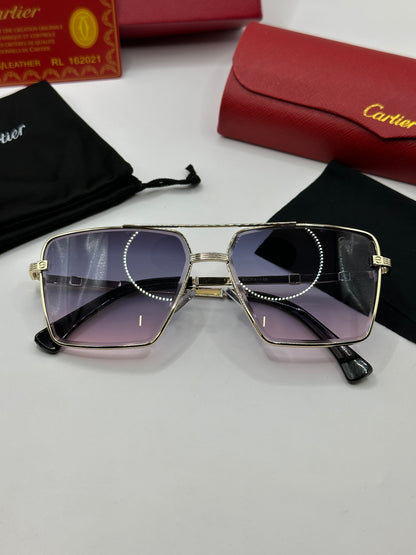 Cartier Sonnenbrille in Gold mit lilafarbene Gläser C4