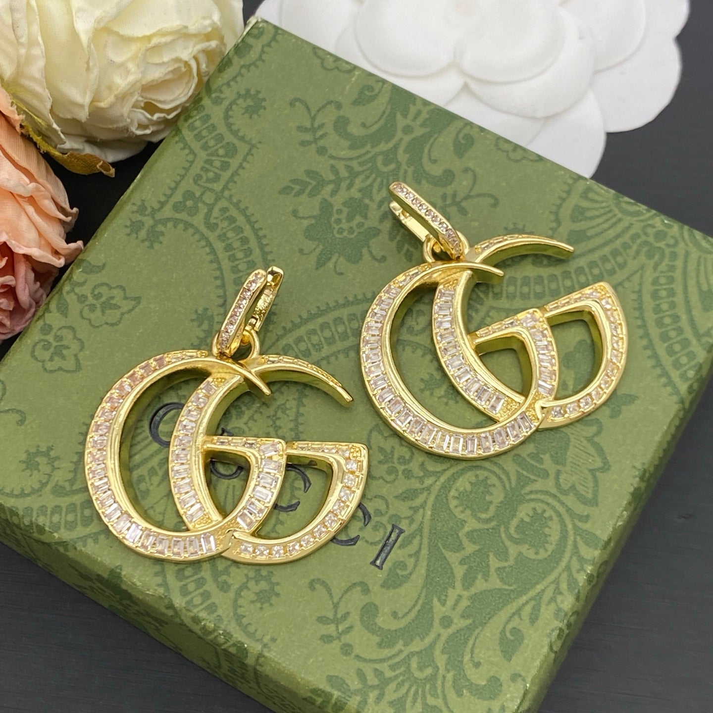 GUCCI GG MARMONT CRYSTAL EARRINGS – Full Set - 1:1 HIGH END
