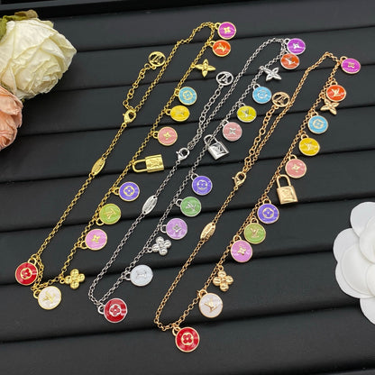 LOUIS VUITTON MONOGRAM ENAMEL CHARMS NECKLACE – Full Set - 1:1 HIGH END