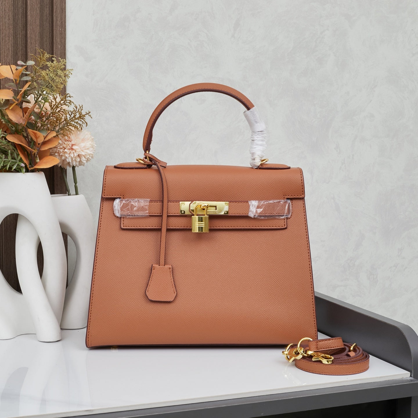 HERMÈS SCHULTERTASCHE KELLY 28CM FEU RETOURNE GOLD - 1:1 HIGH END
