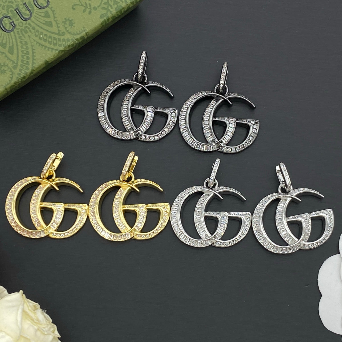 GUCCI GG MARMONT CRYSTAL EARRINGS – Full Set - 1:1 HIGH END