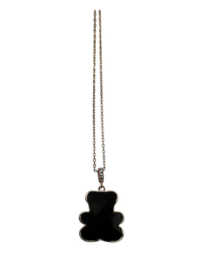 Swarovski Halskette mit Teddybär-Anhänger, schwarzer Kristall