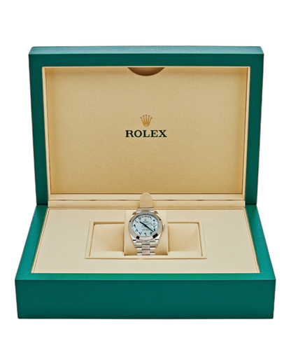 Rolex Day-Date 40mm Platinum – Ice Blue Arabic Dial with President Bracelet