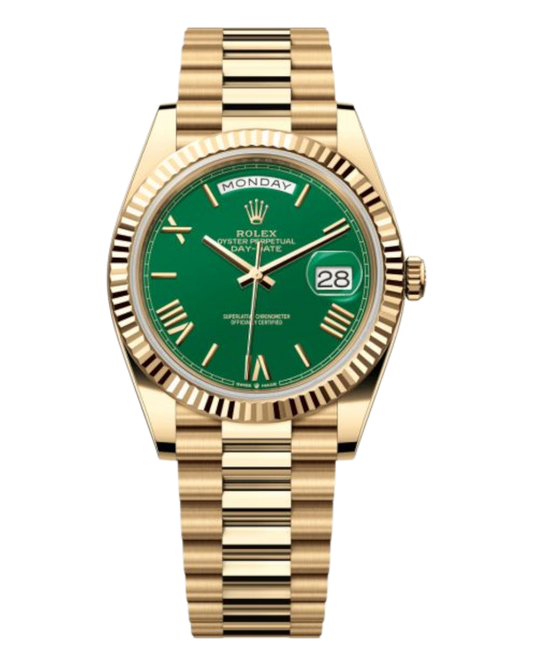 Rolex Day-Date Green Dial with Roman Numerals, 40mm Yellow Gold President - U1 FACTORY - AUTOMATIK