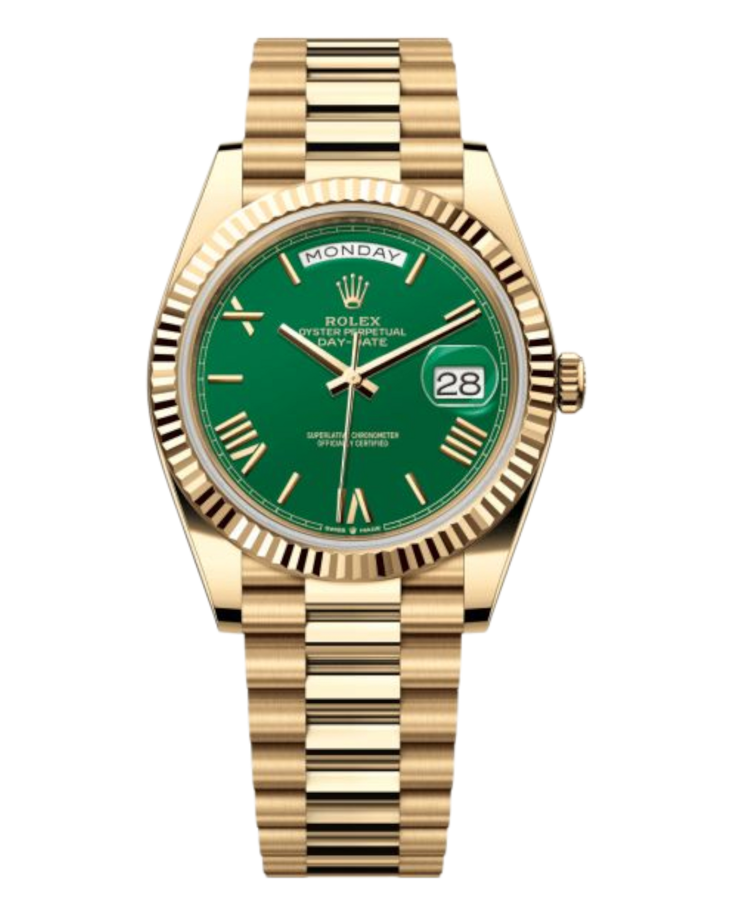 Rolex Day-Date Green Dial with Roman Numerals, 40mm Yellow Gold President - U1 FACTORY - AUTOMATIK