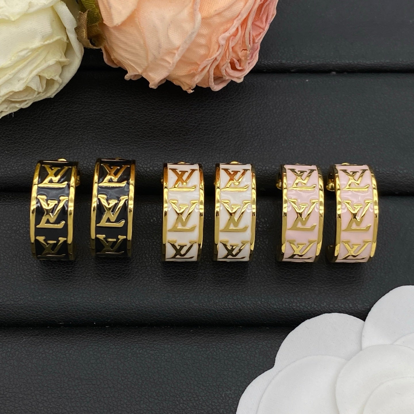 LOUIS VUITTON LV ICONIC ENAMEL EARRINGS – Full Set - 1:1 HIGH END