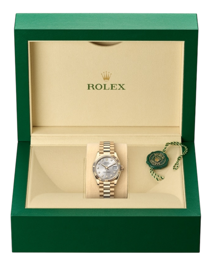 Rolex Datejust Silver Dial with Diamond Markers, 31mm Yellow Gold President - U1 FACTORY - AUTOMATIK