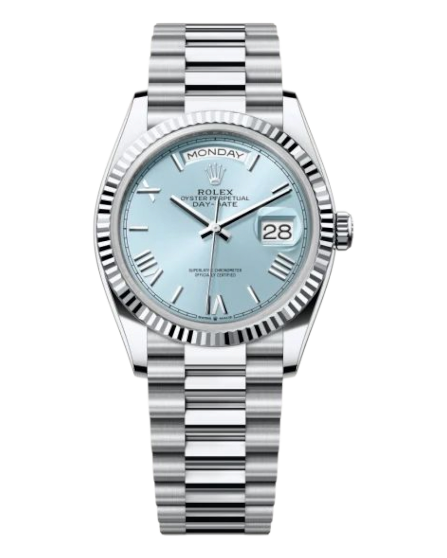 Rolex Day-Date Light Blue Dial with Roman Numerals, 40mm White Gold President - U1 FACTORY - AUTOMATIK