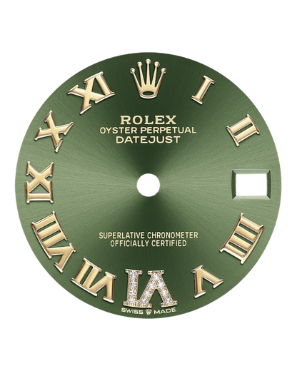Rolex Datejust Green Dial with Roman & Diamond Markers, Diamond Bezel, 31mm Two-Tone Jubilee - U1 FACTORY - AUTOMATIK